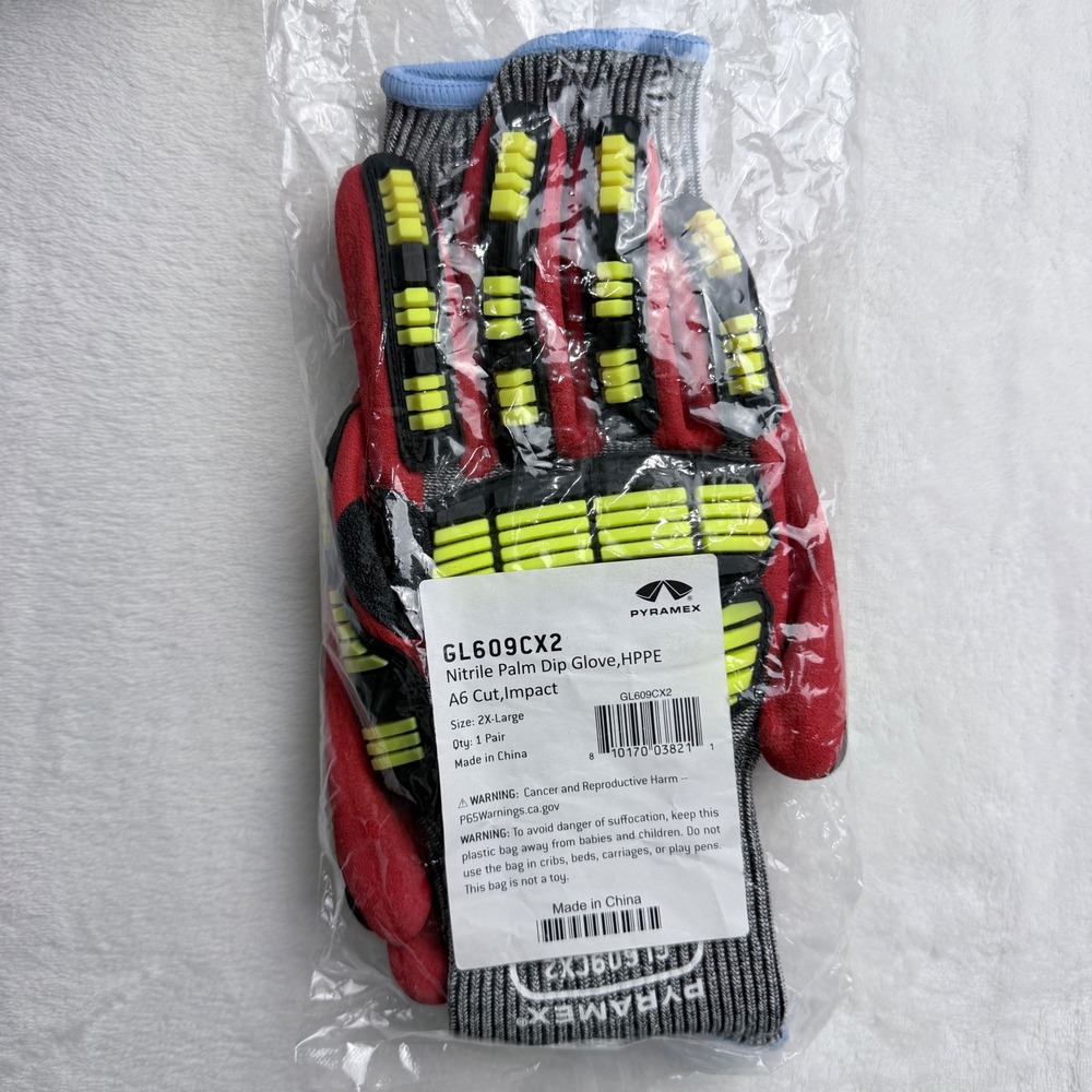 Pyramex Nitrile Palm Dip Glove HPPE A6 Cut Impact Protection 2X-Large